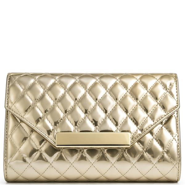 Quilted Glossy Texture Design Handle Clutch Bag