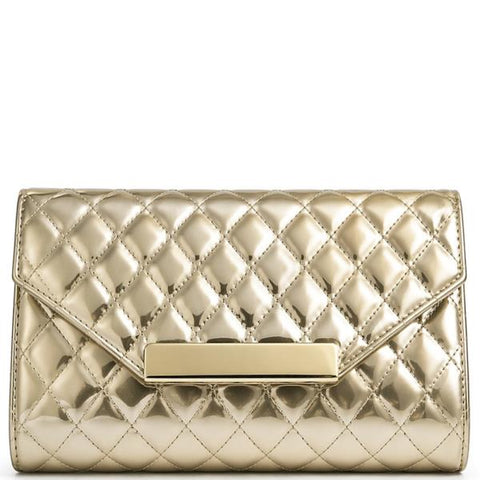 Quilted Glossy Texture Design Handle Clutch Bag
