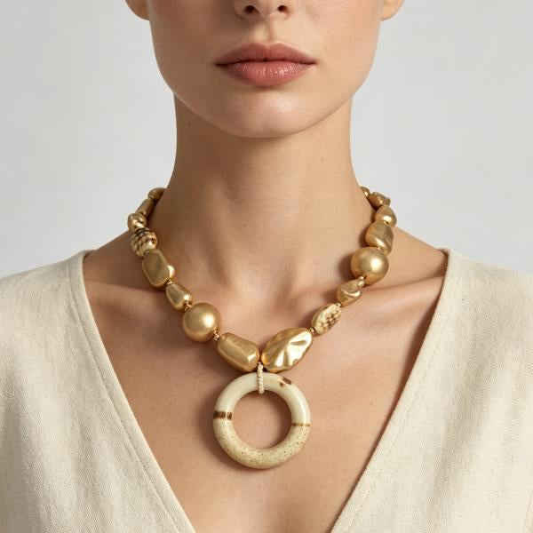 Metal Ring Pendant Necklace