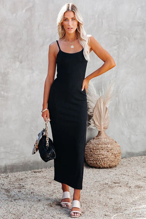 Heavy Ribbed Knit Doubled Cami Dress