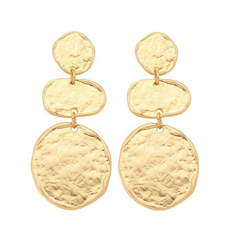 Hammered Disc Dangle Earring