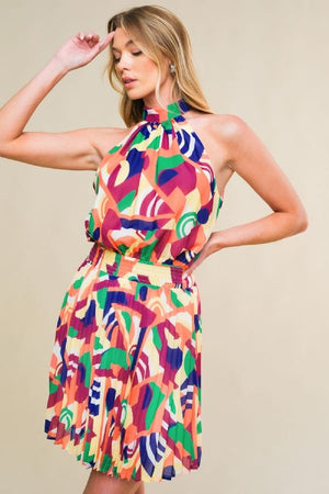 A printed woven mini dress