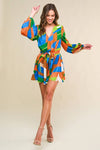 A printed woven romper
