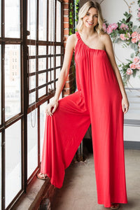 One Shoulder Wide Leg Jumpsuit