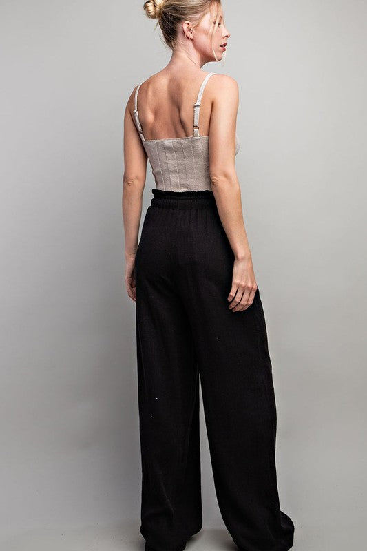 LINEN WIDE LEG PANTS