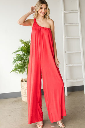 One Shoulder Wide Leg Jumpsuit