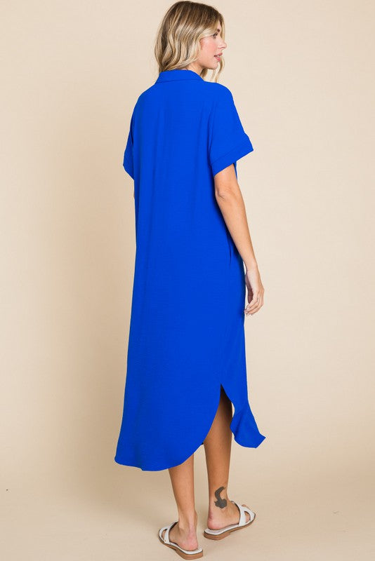 Solid Midi Dress with Pockets