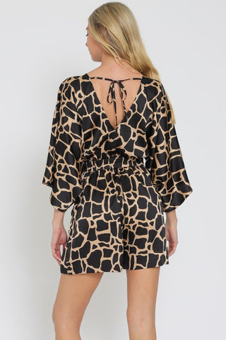 KIMONO SLEEVE TIE FRONT CHEST BACK WAISTED ROMPER