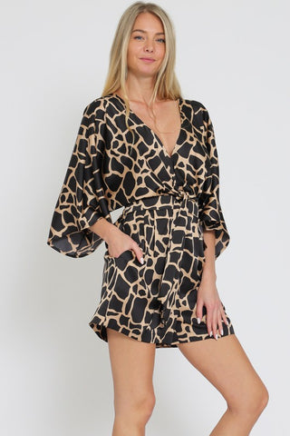 KIMONO SLEEVE TIE FRONT CHEST BACK WAISTED ROMPER