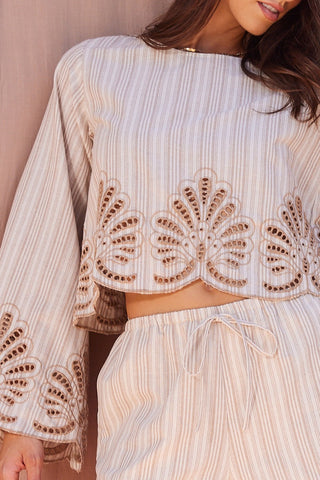 Embroidered Stripe Top & Short Set