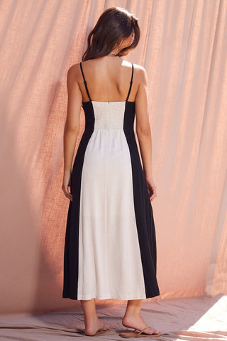 Contrast Trim Midi Dress