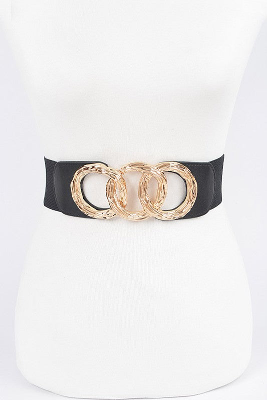 Triple O Ring Buckle Elastic Belt