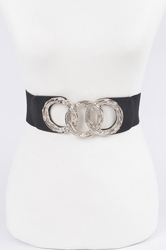 Triple O Ring Buckle Elastic Belt