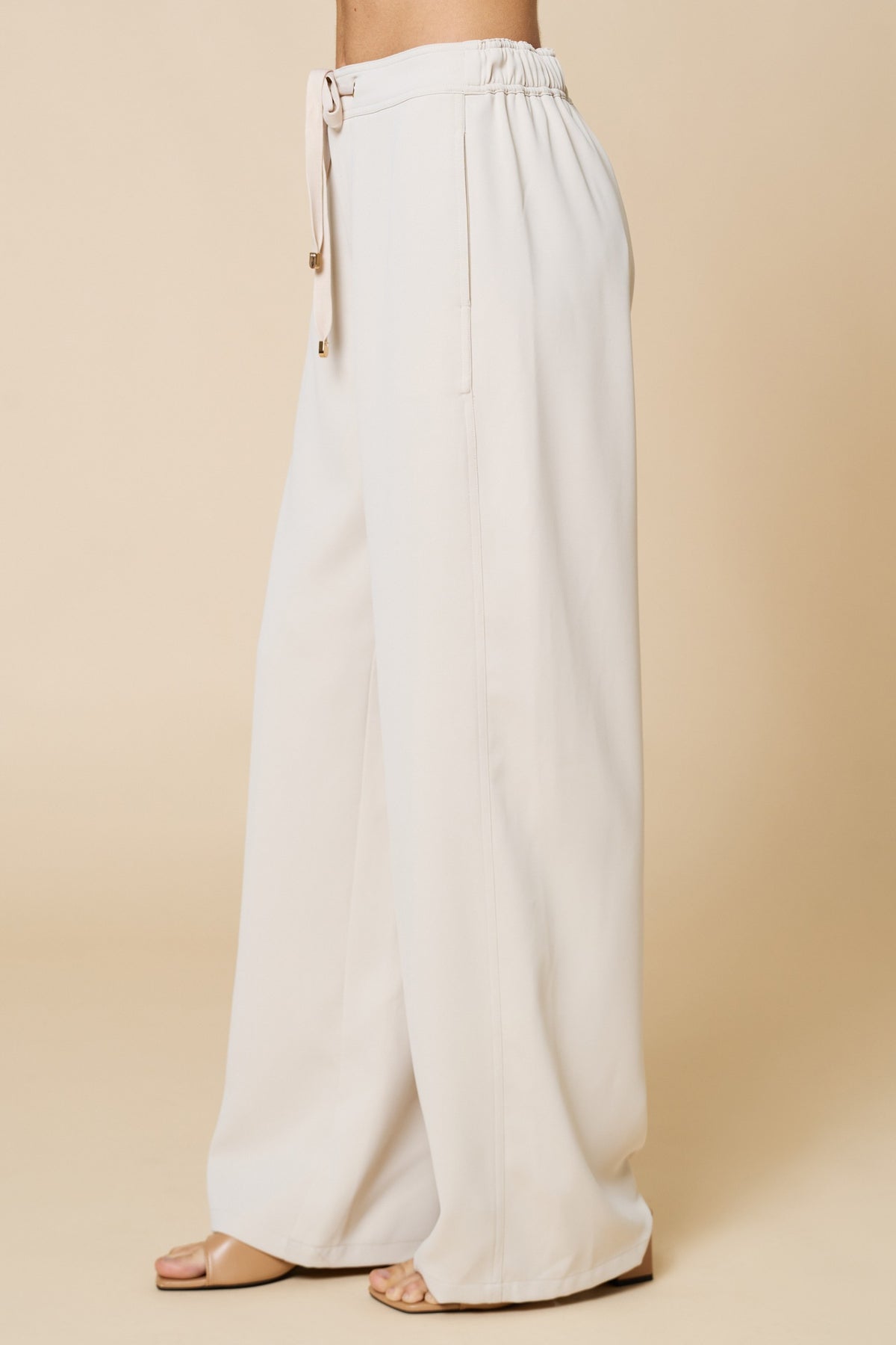 Wide Leg Draw String Pants With Pockets