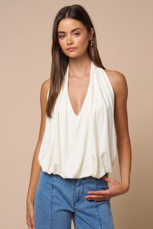 V Neck Halter Ballon Top