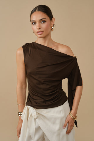 Draped One-shoulder Top