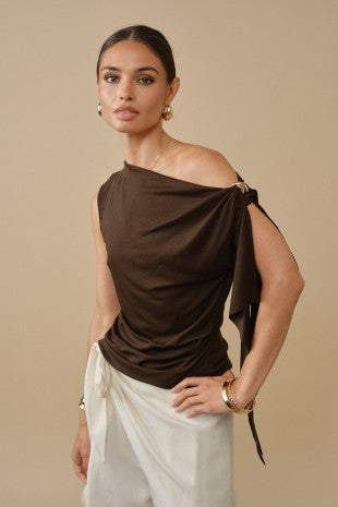 Draped One-shoulder Top