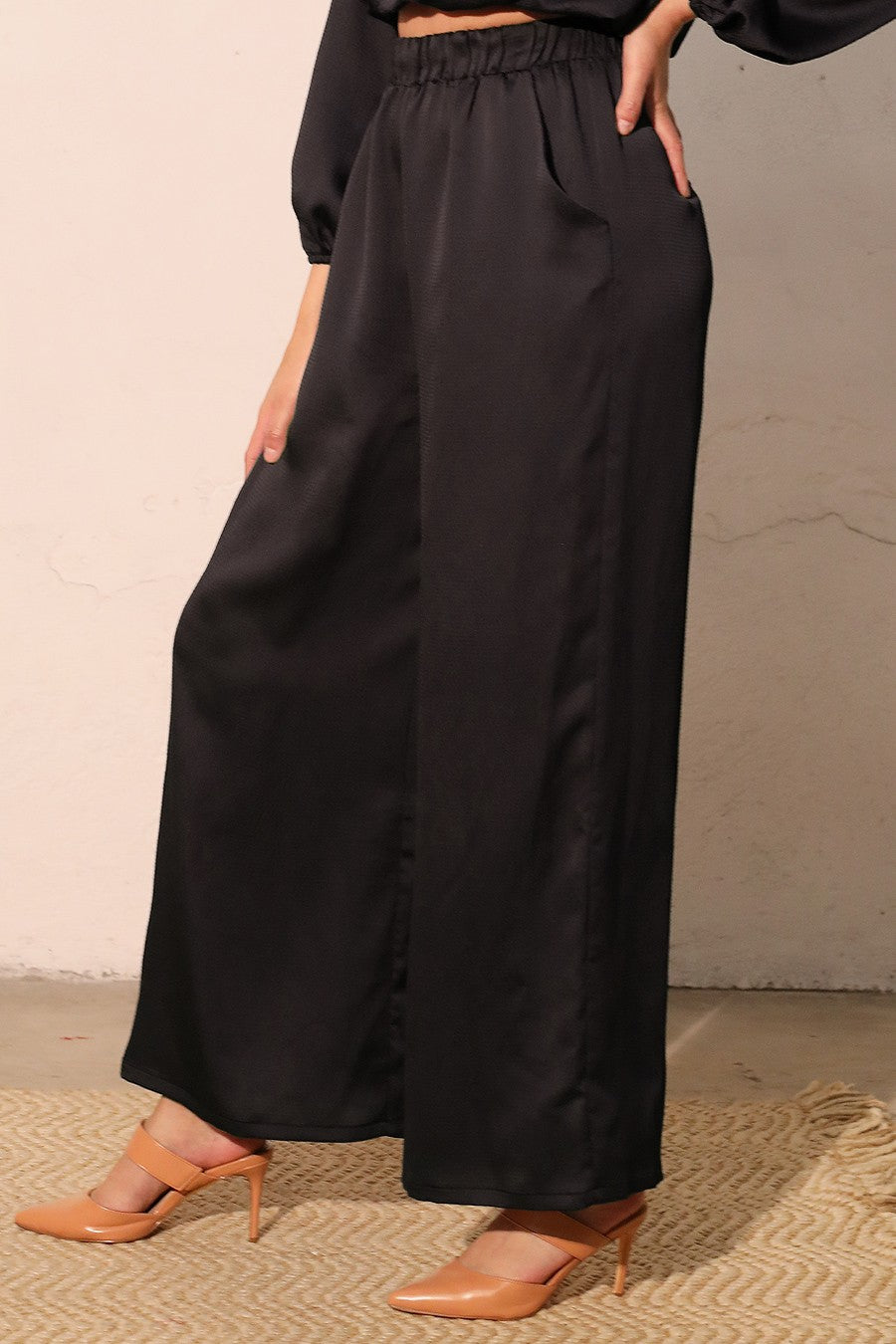 Hammered Satin Pocket Pants