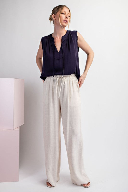 LINEN WIDE LEG PANTS