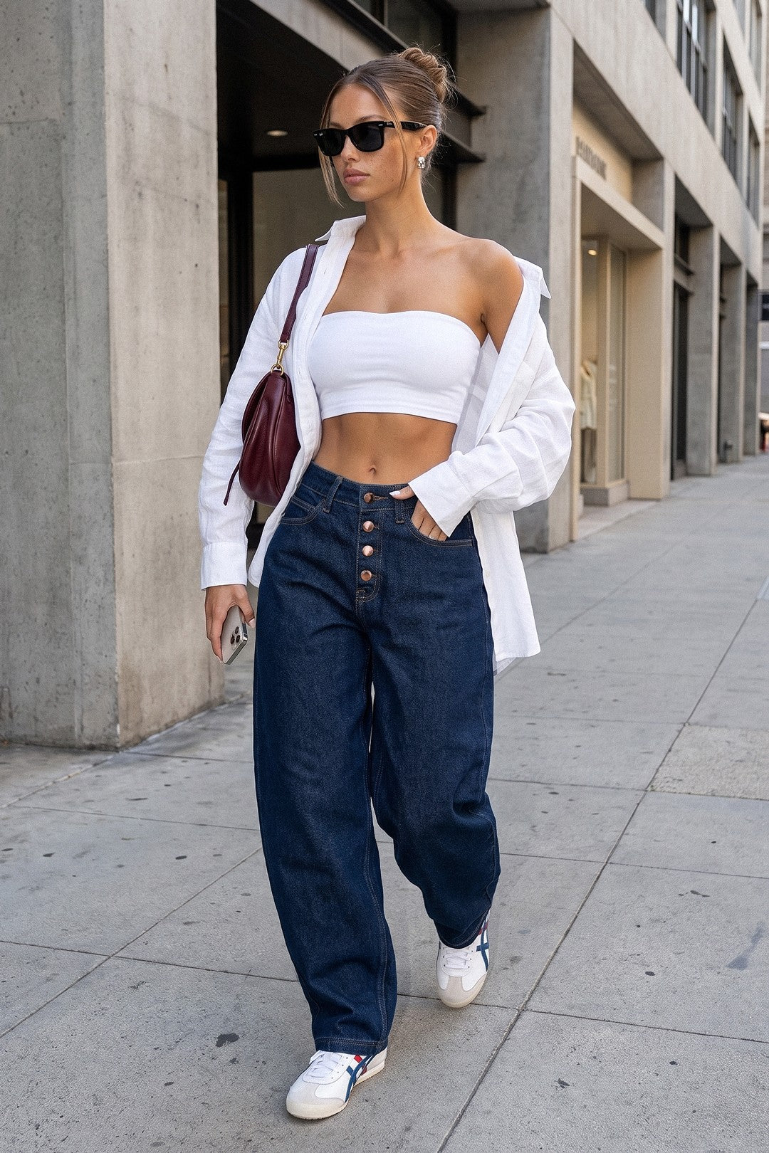Indigo Slight Barrel Baggy Jeans Vibrant