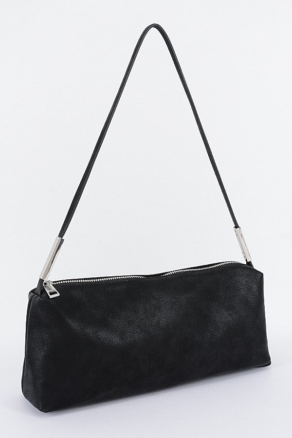 Minimalist Zipper Baguette Shoulder Bag