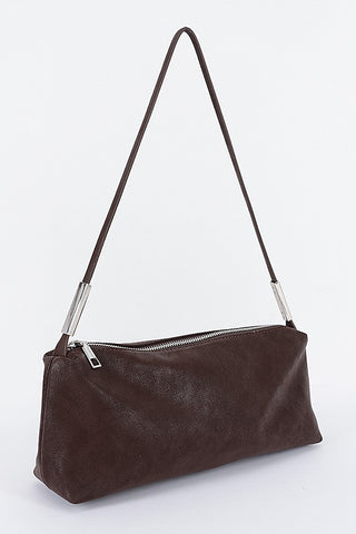 Minimalist Zipper Baguette Shoulder Bag