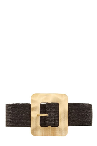 Metal Hammered Square Straw Elastic Belt