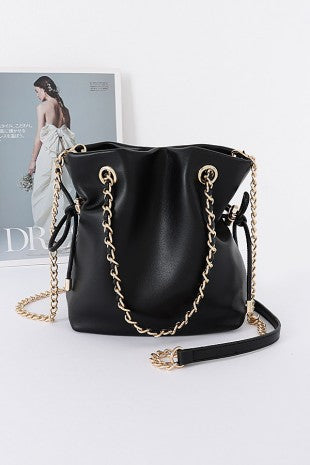 Drawstring Chain Bucket Bag