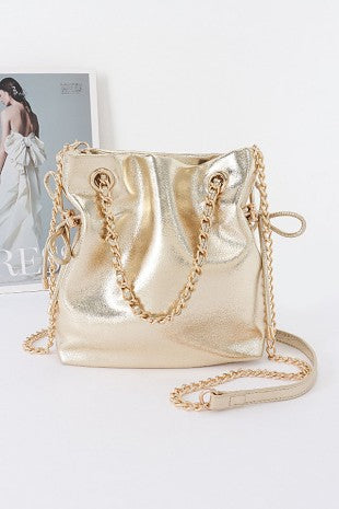Drawstring Chain Bucket Bag
