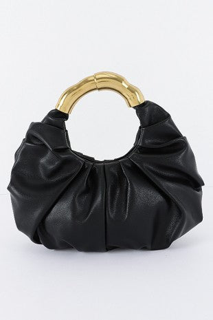 Vegan Leather Metal Handle Bag
