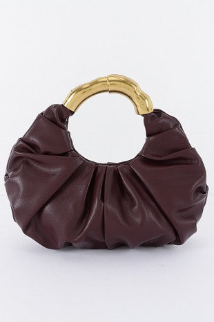 Vegan Leather Metal Handle Bag