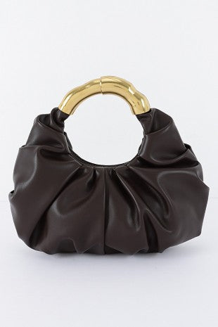 Vegan Leather Metal Handle Bag