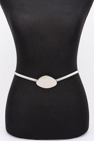 Oval Plate Thin Metal Stretch Waist Belt