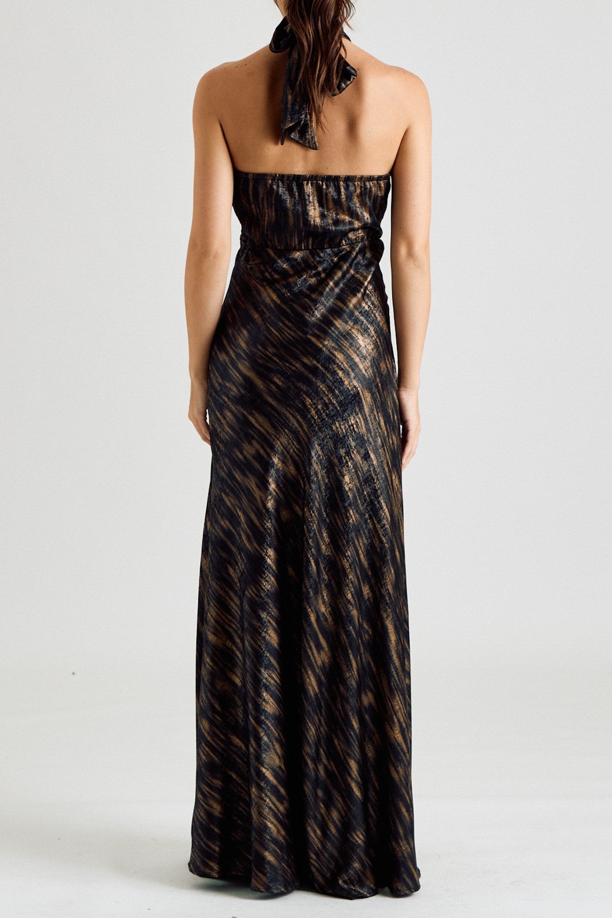 Metallic Halter Maxi Dress