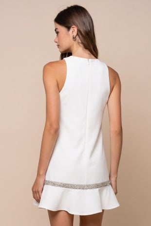 Sleeveless Mini Dress With Beads Trim