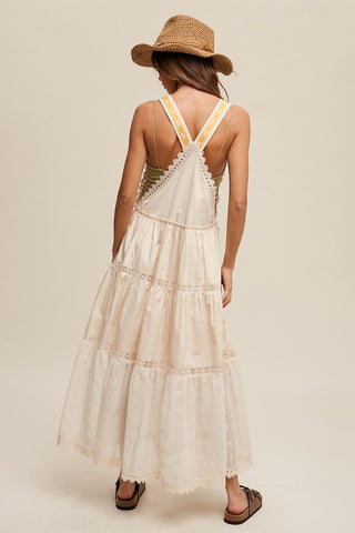 Laced and Tiered Romanctic Overall Maxi Dress