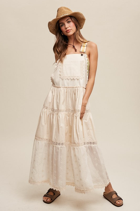 Laced and Tiered Romanctic Overall Maxi Dress