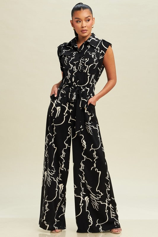 ABSTRACT UTILITY JUMPSUIT