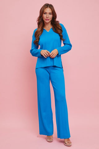 Ribbed Long sleeve Knit Top & Pants Set