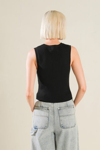 A ribbed sweater knit vest