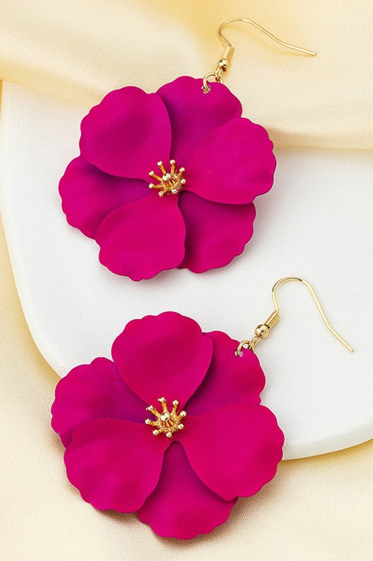 Floral Painted Metal Earrings