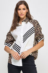 ANIMAL PRINT COLOR BLOCK SHIRT