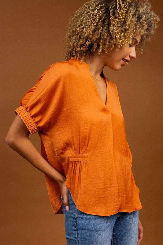 Oversized Boxy Blouse With Elastic Detail