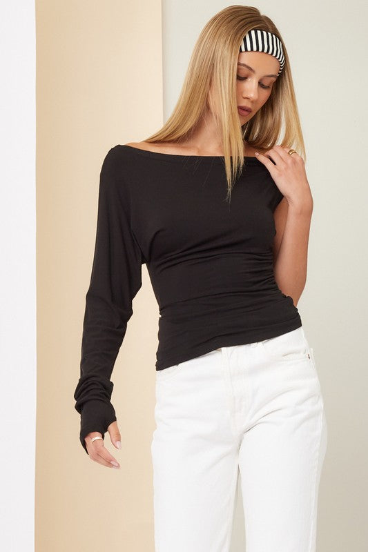 Modal Jersey One Sleeve Drape Top