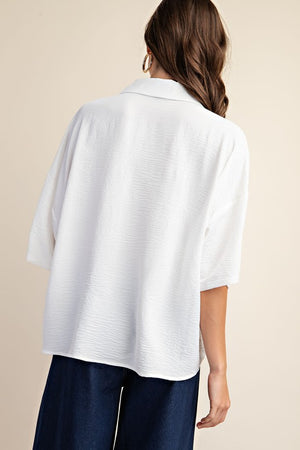 Pull On V-Neck Collared Top