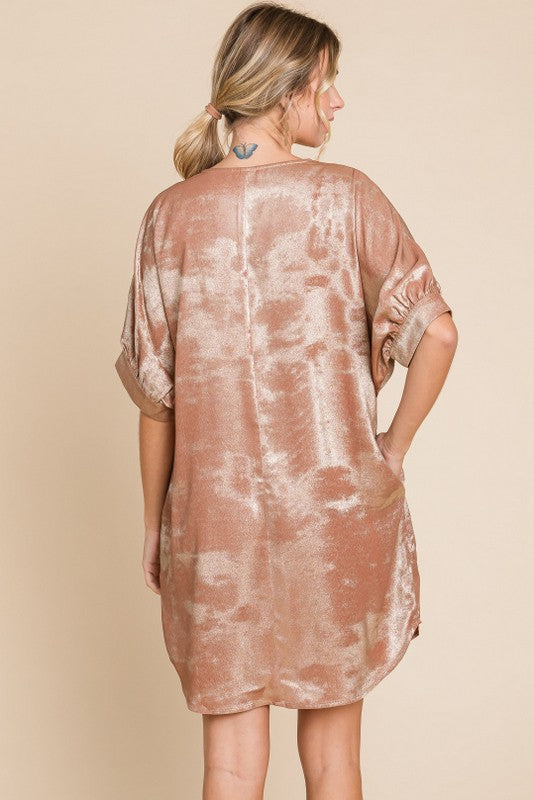 Metallic Dress with Pockets