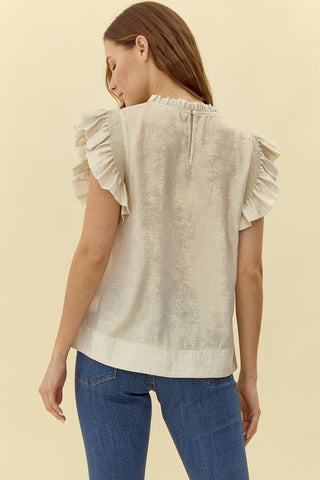 Metallic Frilled Neck Top