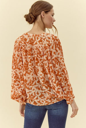 Print Long Dolman Sleeves Top