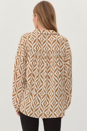 Geometric Print Dolman Sleeves Top