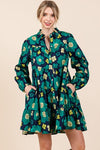 Flower Print Button-up Dress